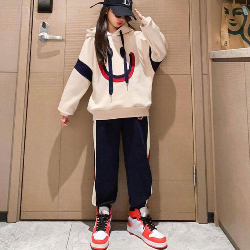 Girls 5-16Y  Autumn Winter Spring 2pcs Casual Cotton Hoodie+pants Sports Suits Teenage Kids Korean Style Outfits Children Clothing Sets