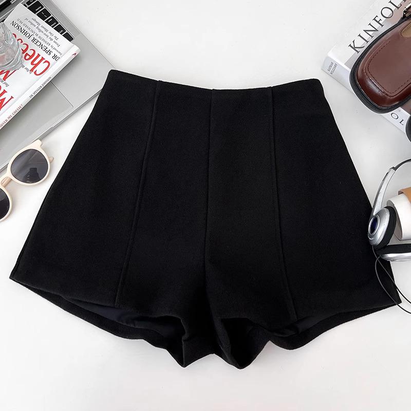 

Женские шерстяные шорты с высокой талией и широкими штанинами, утолщенные, 2024 M чёрный