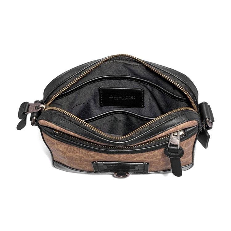 New COACH Rivington Monogram Canvas With Leather Shoulder Bag, Crossbody Bag Small Size Men's Khaki Monogram & Black 40352-JIKHA