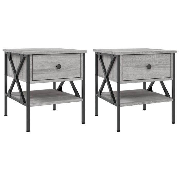 VidaXL Tables de chevet 2 pcs sonoma gris 40x42x45 cm bois ingénierie 825960