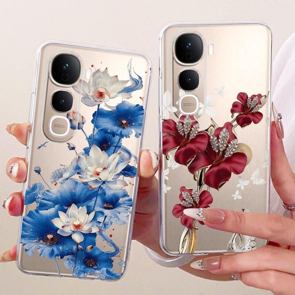 For Vivo Y400 5G Case V2506 New Fashion Flower Cover Transparent Silicone Slim Soft Phone Cover For Vivo Y400 Pro Y400Pro Bumper