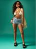 2026 Summer Women's Hollow Jacquard Striped Bikini Shorts - Sexy, High Elasticity