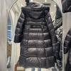 Winter new goose down jacket women's long knee hooded waist thin fashion glossy warm women's coat tide
