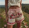 Pantaloncini Casual da Donna con Stampa Floreale Retrò Europei e Americani 2025