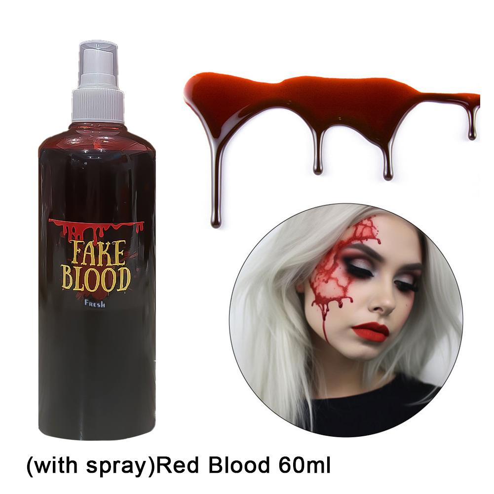 Fake Blood Prop with Spray Head Halloween Decoration Horror Cosplay Cosmetics Artificial Plasma Party Supplies Pranks DIY Halloween Supplies