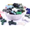 Pack of 19 Crystal Crosses Charm Holeless Design Natural Energy Enhancers for Meditations Home Office Desk Decors Craft