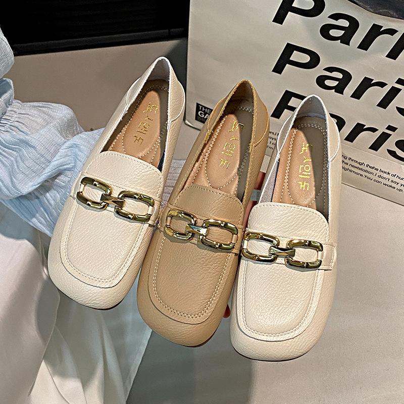 Real Soft Leather Women's Single Shoes Spring 2025 New Versatile Retro Soft Sole Square Head Pregnant Women Pedal Small Leather Shoes