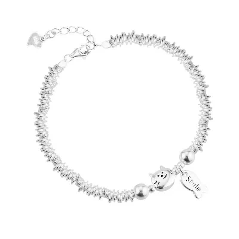 PANJBJ 925 Sterling Silver Irregular Geometry Texture Bangle Bracelet for Women Girl Minimalism Jewelry Gift Dropshipping