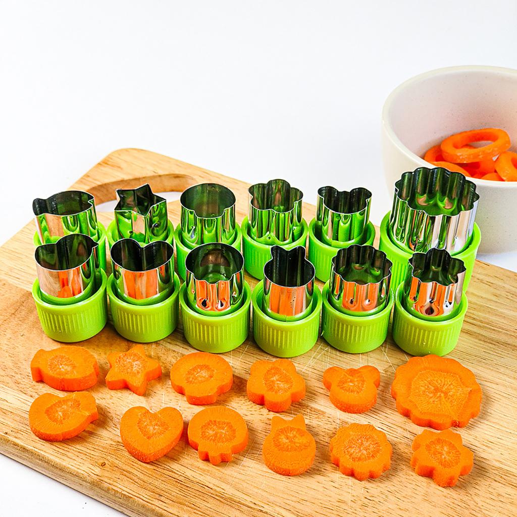 6/8/10/12 Pcs Vegetables Cutter Flower Animal Cartoon Shape Mold Fruit Cake Cookie Cutting Mold Kids Food Baking Styling Tools