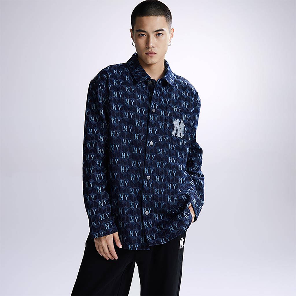 New MLB New York Yankees Denim Jacket Unisex Dark Marine Blue 3ADRM0734-50NYD