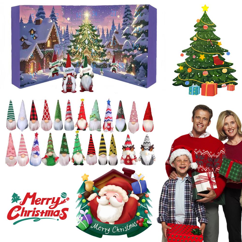 2025 Christmas Cute Mini Gnome Figures Christmas Decorations for Home Christmas Ornament Gnome Countdown Calendar Gifts for Kids