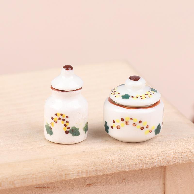 1Setul 1:12 Păpușă Miniatură Ceramică Cutie Condimente Borcan Depozitare Model Bucătărie Decor Jucărie Accesorii Casă de Păpuși
