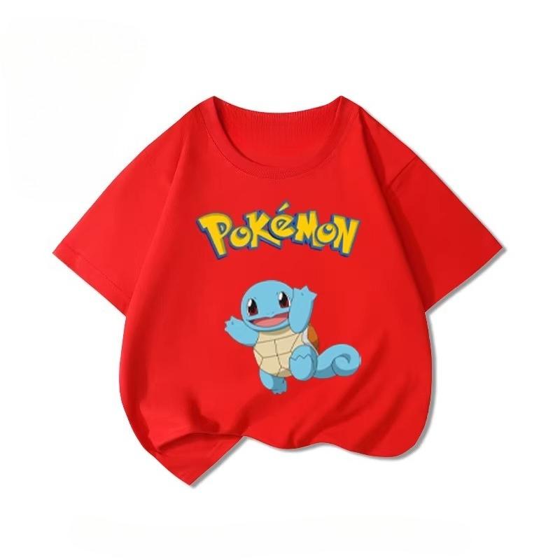 Potdemiel Summer New Pikachu Print Children's T-Shirt, Boys and Girls, Comfortable and Breathable Children's T-Shirt