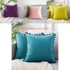Luxurious 45x45cm Pom-poms Cushion Cover In Soft Velvet For Elegant Home Dcor