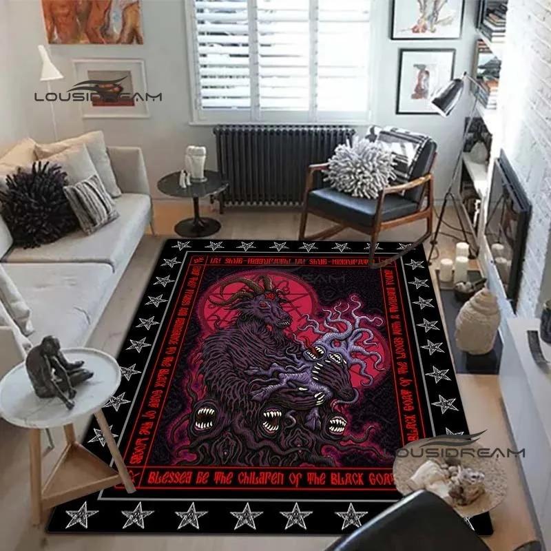 Devil Satan Lucifer Sacrifice Carpet and Rug Goat Baphont Rug Living Room Bedroom Area Carpet Study Porch Bedside Non-slip Mat