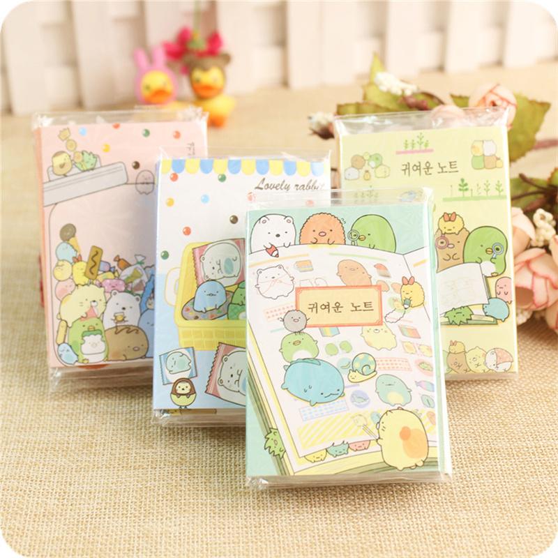 1pcs Cute Cartoon Memo Pad Lovely Bunny 6 Fold Self Adhesive Sticky Notes Diary Planner Stickers Office School