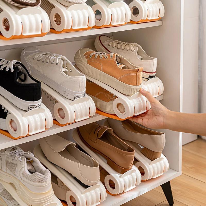 Double Layer Folding Shoe Rack Adjustable Space Saving Design for Closet Storage Durable Organizer Home Use