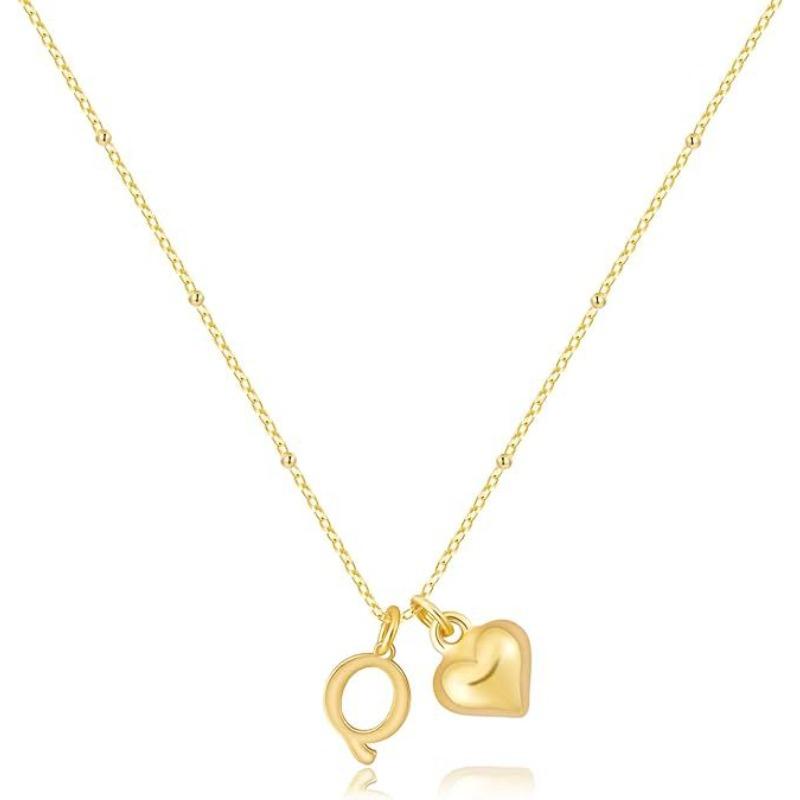 Fashion Luxurious Style 26 Letter Heart Necklace - Gold Plated - Simple and Versatile Women's Necklace