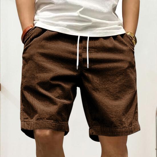 

Мужские повседневные шорты с эластичным поясом на шнурке, однотонные свободные шорты-карго, летние вельветовые шорты с карманами S жёлтый