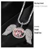 Cross-Style Rhinestone Wing Photo Frame Pendant Necklace - European American Hip Hop Fashion