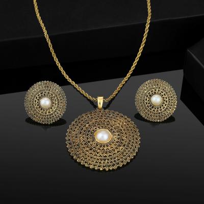 24kt Oxidized Gold Plated Pearl Mandala Chain Necklaces