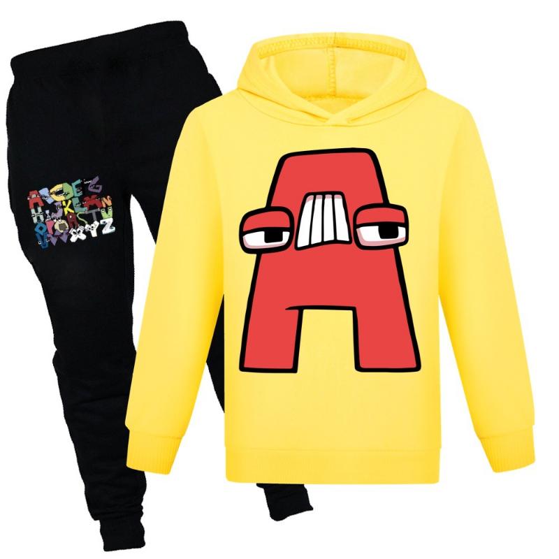 Alfabeto lore A sudaderas con capucha pantalón 2 uds conjuntos sudadera pantalón niños alfabeto lore niños conjuntos de ropa Halloween niños trajes de chándal
