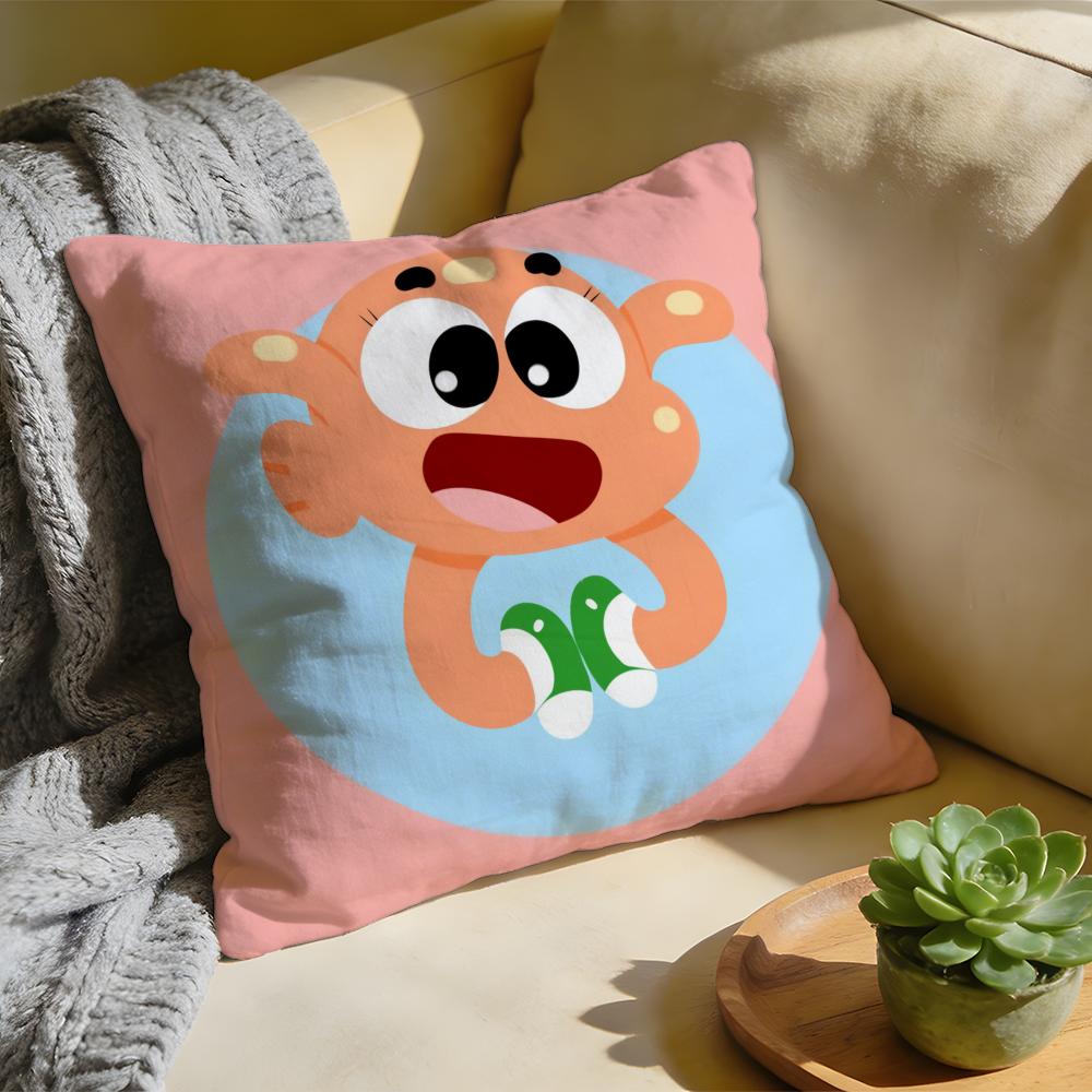 Cushion Cover Washed Linen Soft Breathable Decorative Case For Sofa Home Cartoon GGumball DDarwin Pillow cover