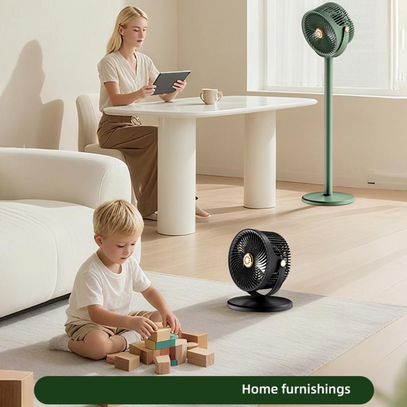 Wiederaufladbarer Solar-Bodenventilator mit flexibler Höhenverstellung Leiser Teleskop-Schreibtischventilator für Terrassen, Gärten und kleine Räume
