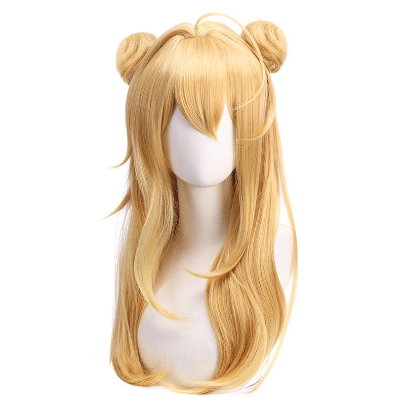 Synthetic Cosplay Wig Mi-ku Inspired Creative Light Wavy Twin Ponytails Fiber Hair for Costume Party Anime Styling