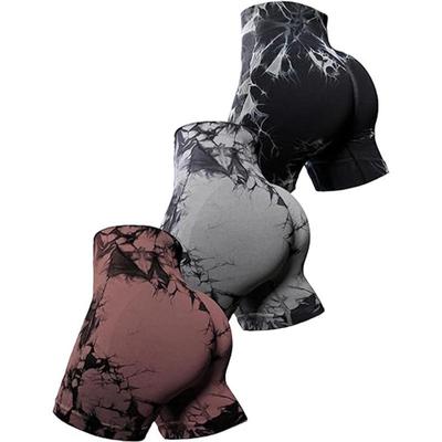 Shorts de Yoga Tie-Dye de Cintura Alta com Levantamento de Quadril e Suporte Abdominal para Mulheres