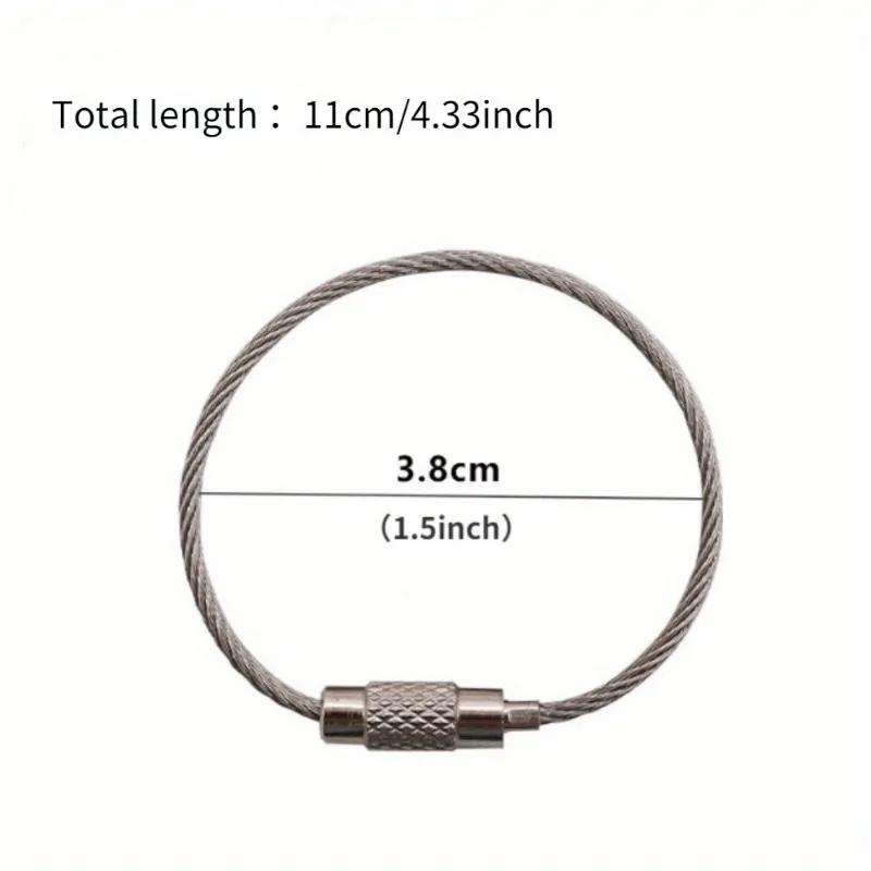 20pcs Stainless Steel Wire Keychains Cable Key Rings Luggage Loops Tag Keepers Heavy Duty Keychain 304 Stainless Steel Ring