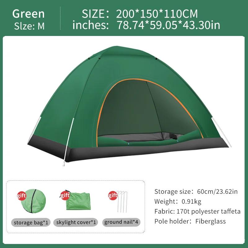 

2-3Person Outdoor Pop Up Tent Waterproof Automatic Camping UV Protection Tents Llightweight Instant Setup Tourist Sun Shelter зелёный