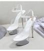 Fashion 34-43 Sexy Super High Heel Shoes 15CM Slim Heel Platform Sandals Transparent Crystal Shoes Wedding Shoes Banquet