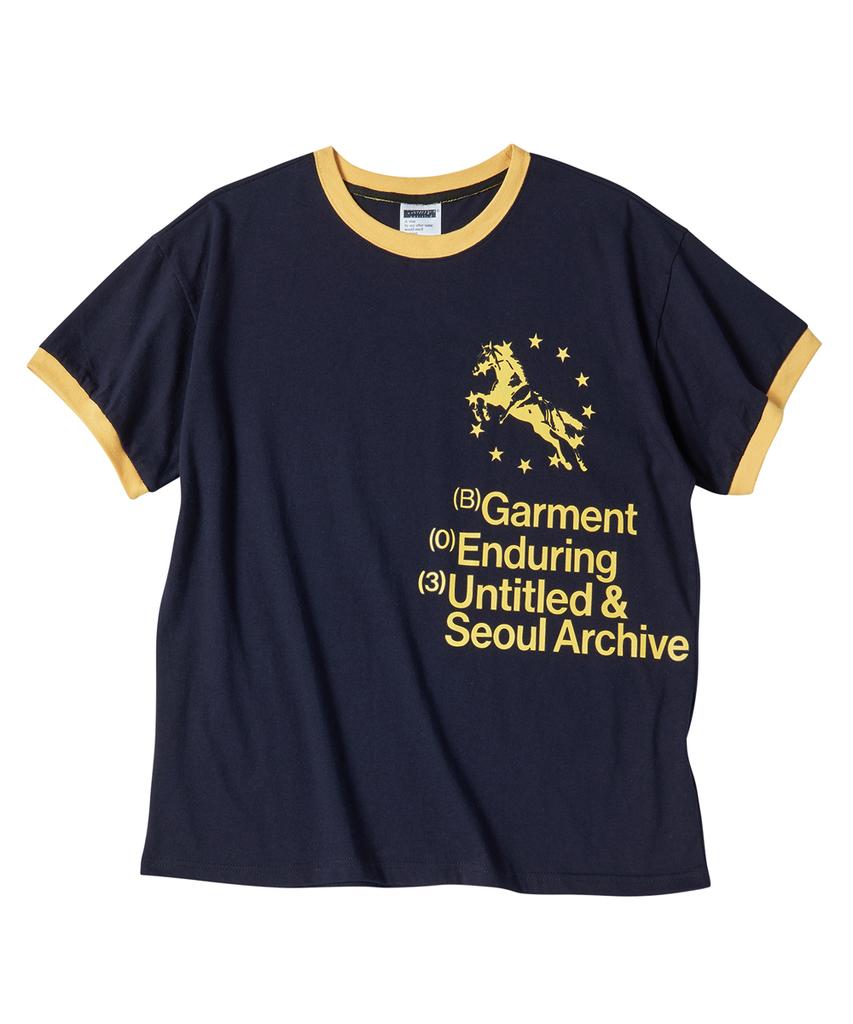 Eontaiteulseoul Unicorn Typo Ringer Crop Short Sleeve Navy
