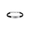 Jewels Silver Stainless Steel With Black Recycled Leather Bracelet JM525AVE34 For Men