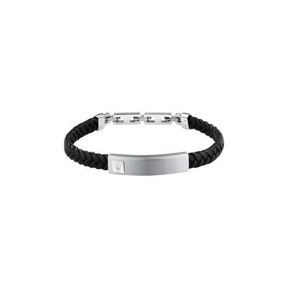 Maserati Jewels Серебряный браслет из нержавеющей стали с черной переработанной кожей JM525AVE34 Для мужчин