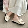 Fashion Temperament White Retro Bow Flat-bottomed Bag Head Slippers Women's Summer 2025 New Non-slip Mary Jane Half Drag