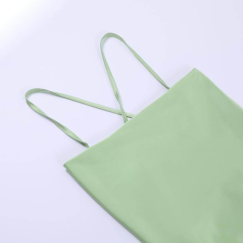 Summer New European and American Sexy Elegant Slim Sling Sling Satin Backless Strap A Swing Dress Women