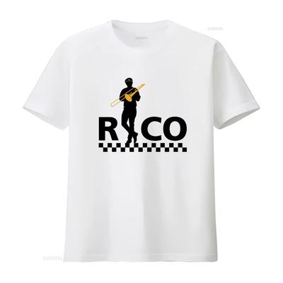 Mens Rico Rodriguez Typo 2 Tone Ska Style T Shirt Specials Madness Hall Rude Boy Design Vintage Washed Breathable Casual Homme