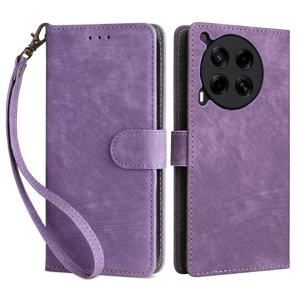 For TECNO Camon 30 5G CL7 Magnetic Case RFID Blocking Wallet Cover with Wrist Strap