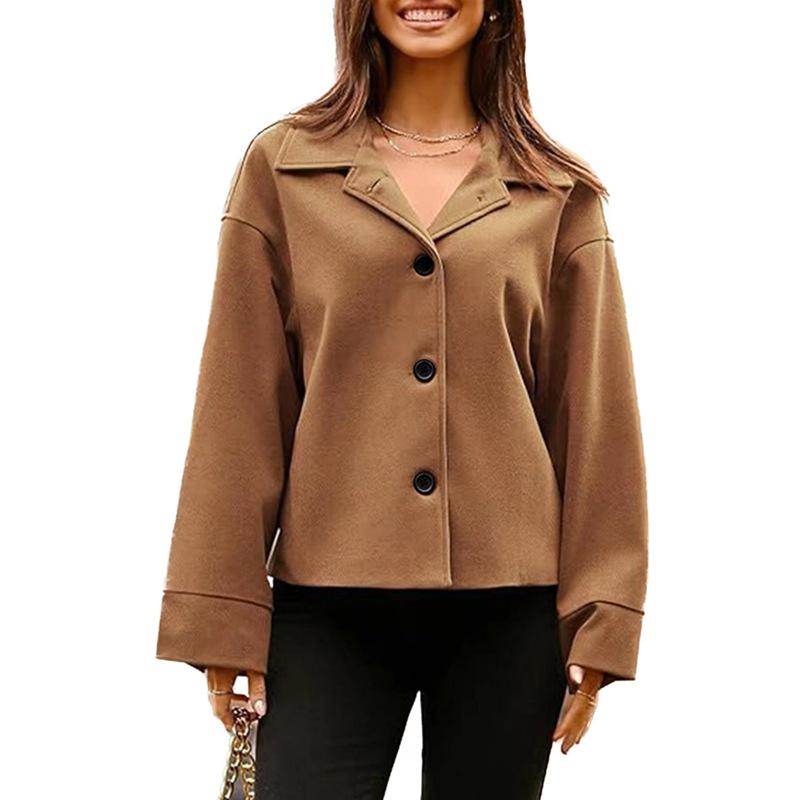 Women's Casual Professional Buttoned Long Sleeve Short Suit Jacket