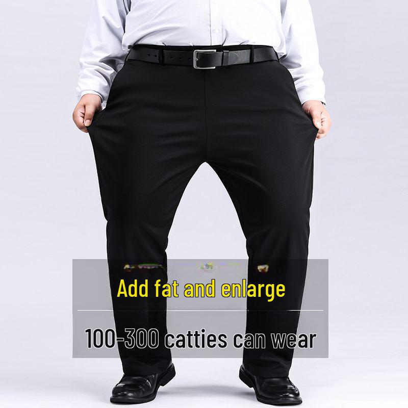 Men's Plus Size Elastic Waist Pants - Loose, Straight, Casual, Mid-Aged Style, Thickened, Plus Velvet