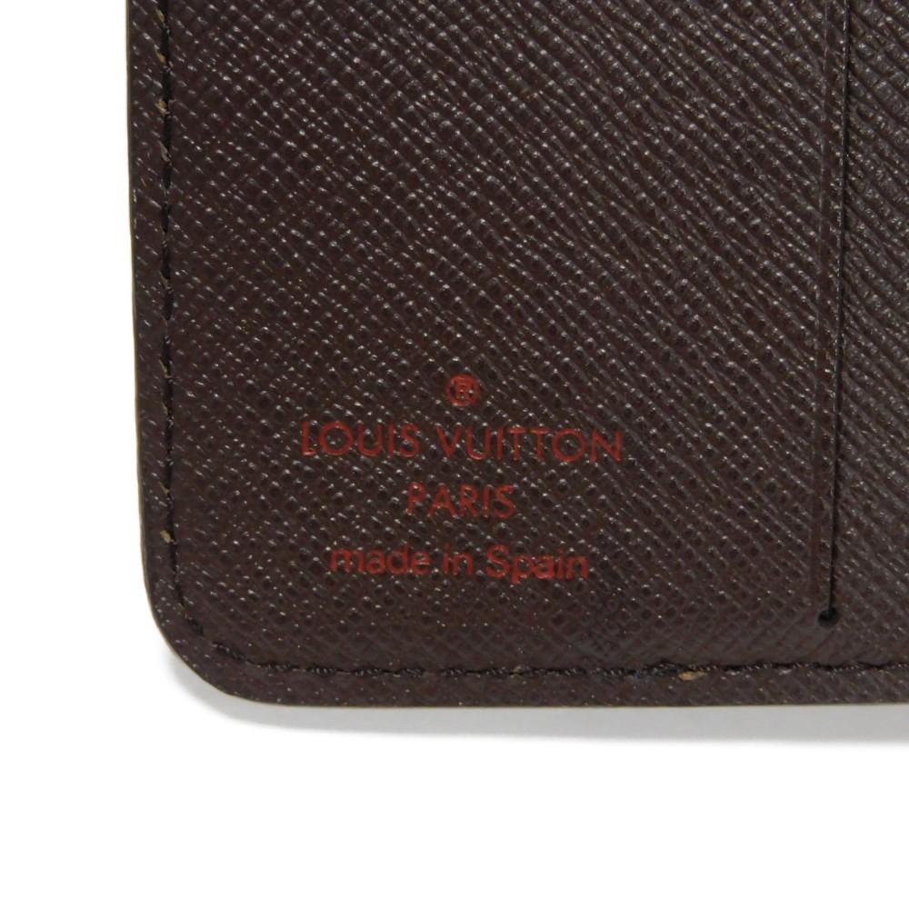 Used Damier Compact Zip Billfold Card Case with Brown Snap Button, 12564, and Coin Purse (N61668 7941 Logo) from Japan