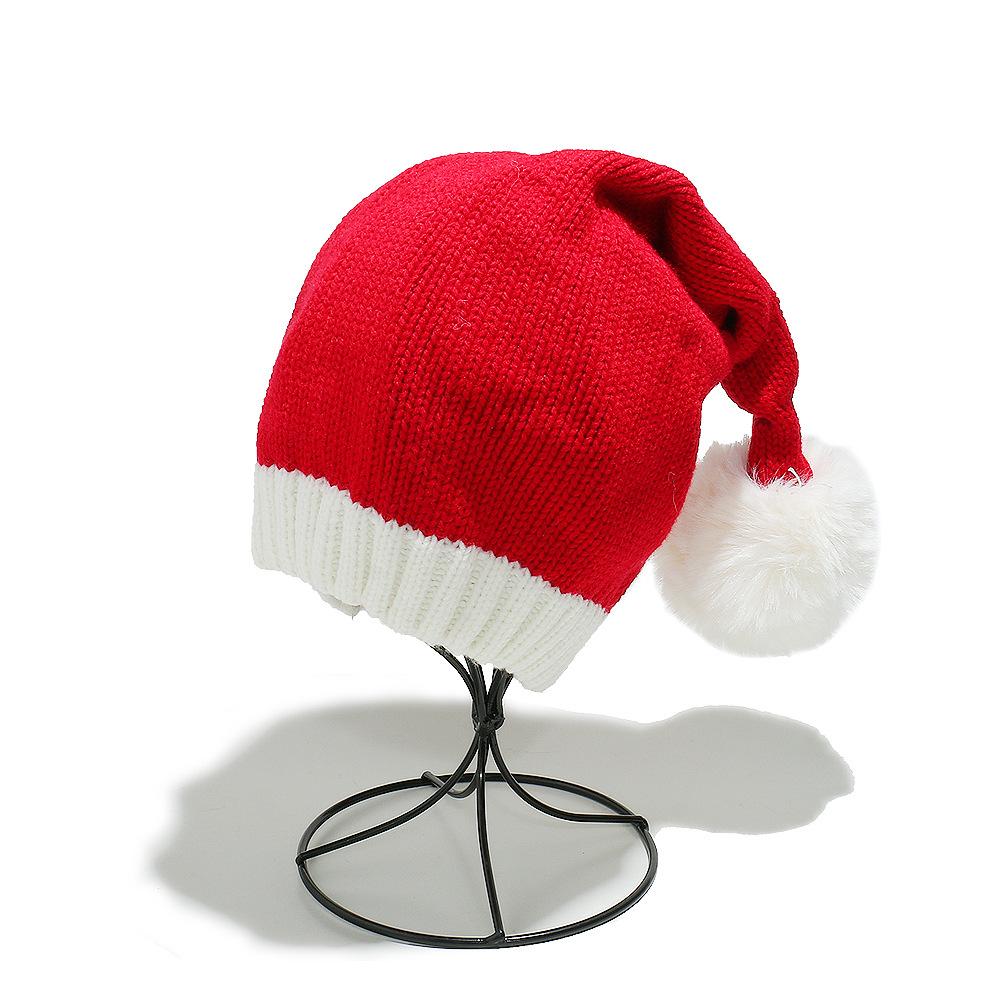 

Осенне-зимняя шерстяная шапка Рождественское украшение Шапка Санта-Клауса для родителей и детей Рождественская шапка Вязаная шапка S (52-54cm) Child красный