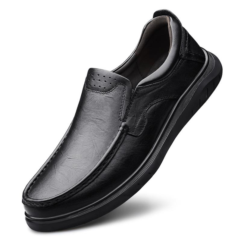 

Осенне-зимние хлопковые кожаные туфли, надеваются одним движением, повседневные кожаные туфли на платформе с мелким вырезом, мужские туфли из первого слоя коровьей кожи 37