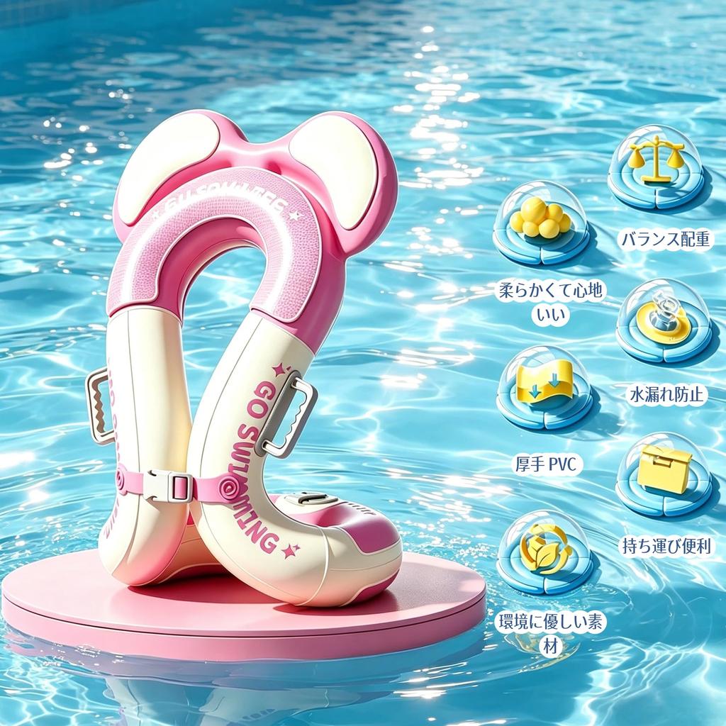 Kids' Inflatable Float (Suitable for Ages 3-8) with Double Airbag, Locking Buckle, Thick, Durable, Safe, for Water Play, Beach, Pool, Summer