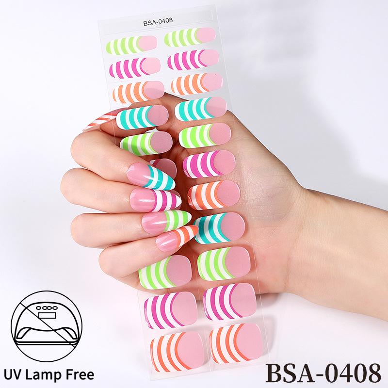 Adesivi per Unghie in Gel Impermeabili Francesi - Carini Cartoni Animati Nail Art Senza Cottura per Stili Europei e Americani