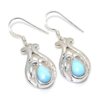 Natural Republic Larimar Gemstone 925 Solid Sterling Silver Earring 1.25" K6e79