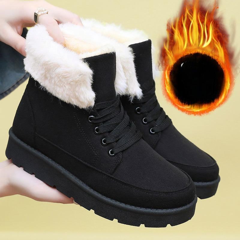 Snow Boots Ladies Plus Velvet Thick Cotton Shoes Winter Thick-soled High-top Mulberry Women's Cotton Boots