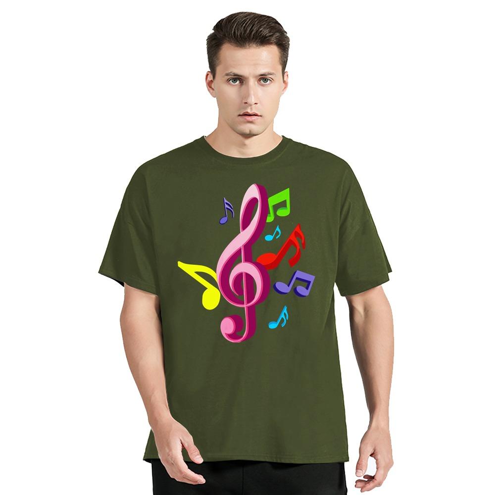 Music Note Graphic Funny Print Tshirt Loose Men's Clothing Oversized Tshirt New Fashion Streetwear Tops Polyester O-neck T Shirt